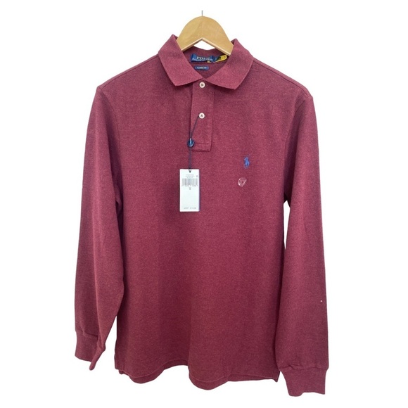 Polo Ralph Lauren Men’s Classic Fit Long-Sleeve Wine Maroon Polo Size Small NWT - Picture 4 of 10